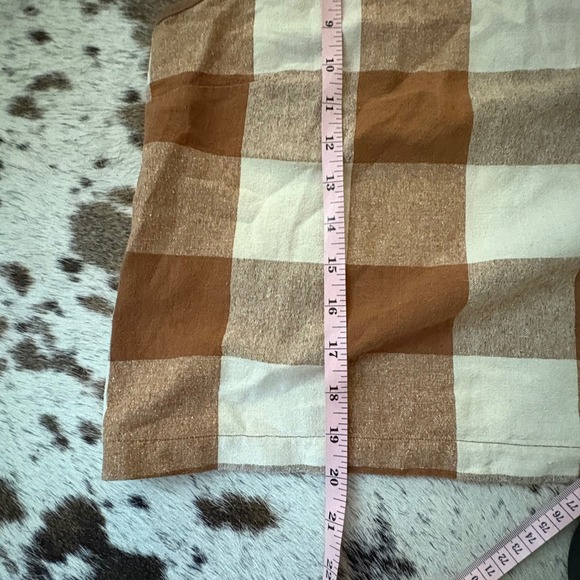 ALI GOLDEN Silk Crewneck Tank In Chestnut Plaid Size Small - Picture 7 of 7